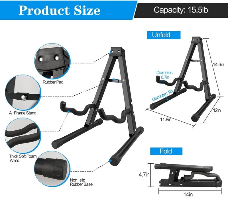 DkOvn Foldable Sheet Music Stand and A-Frame Guitar Stand Set, with Music Sheet Clip Holder & Carrying Bag - Image 5